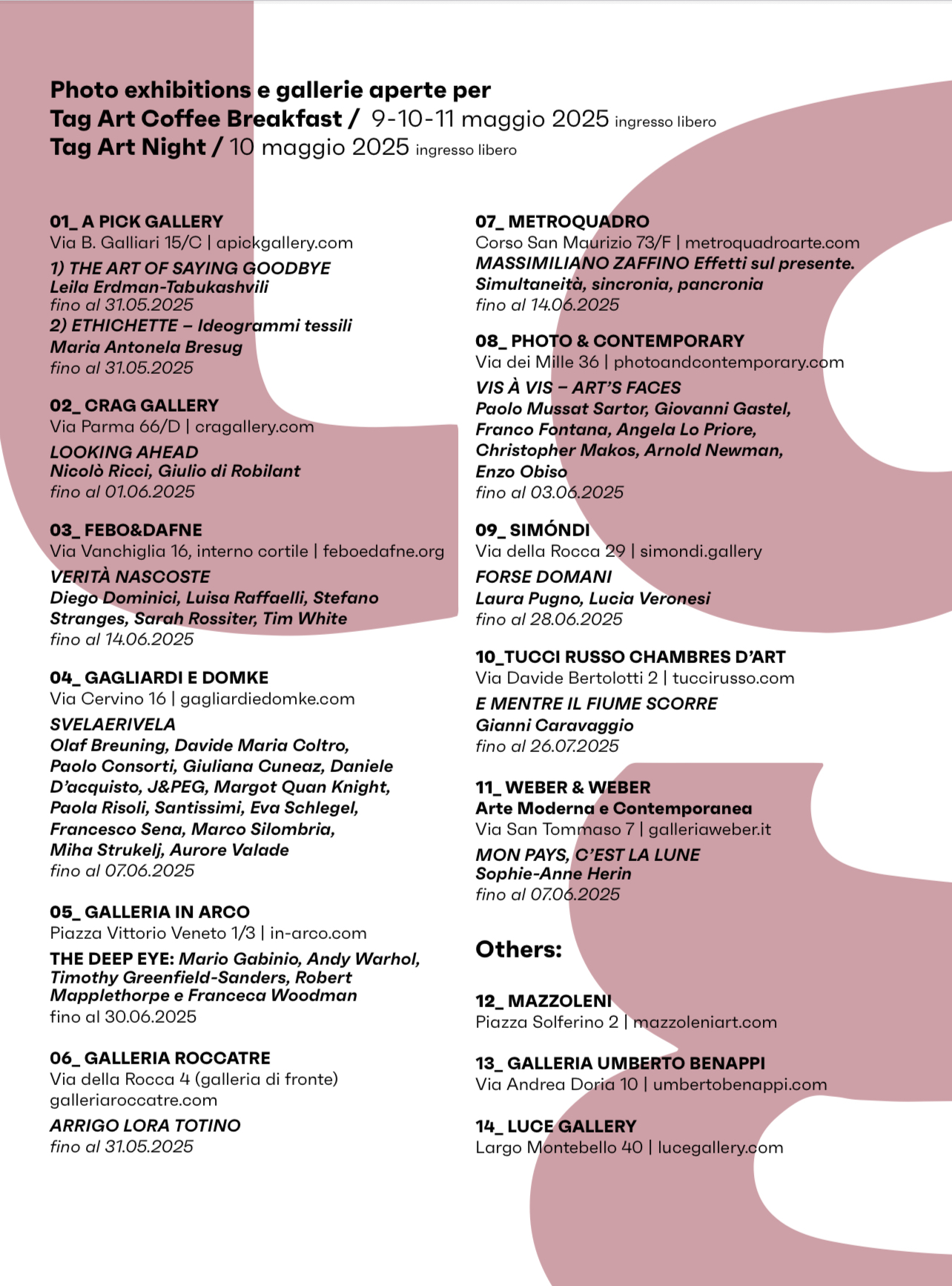 MESE DELLA FOTOGRAFIA 2025 – Iniziative delle gallerie