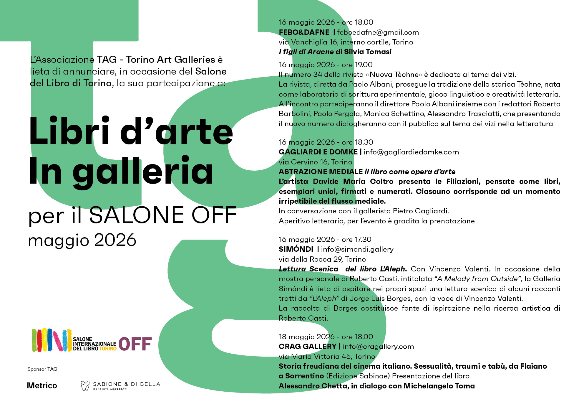 Libri d’Arte in Galleria per il SALONE OFF